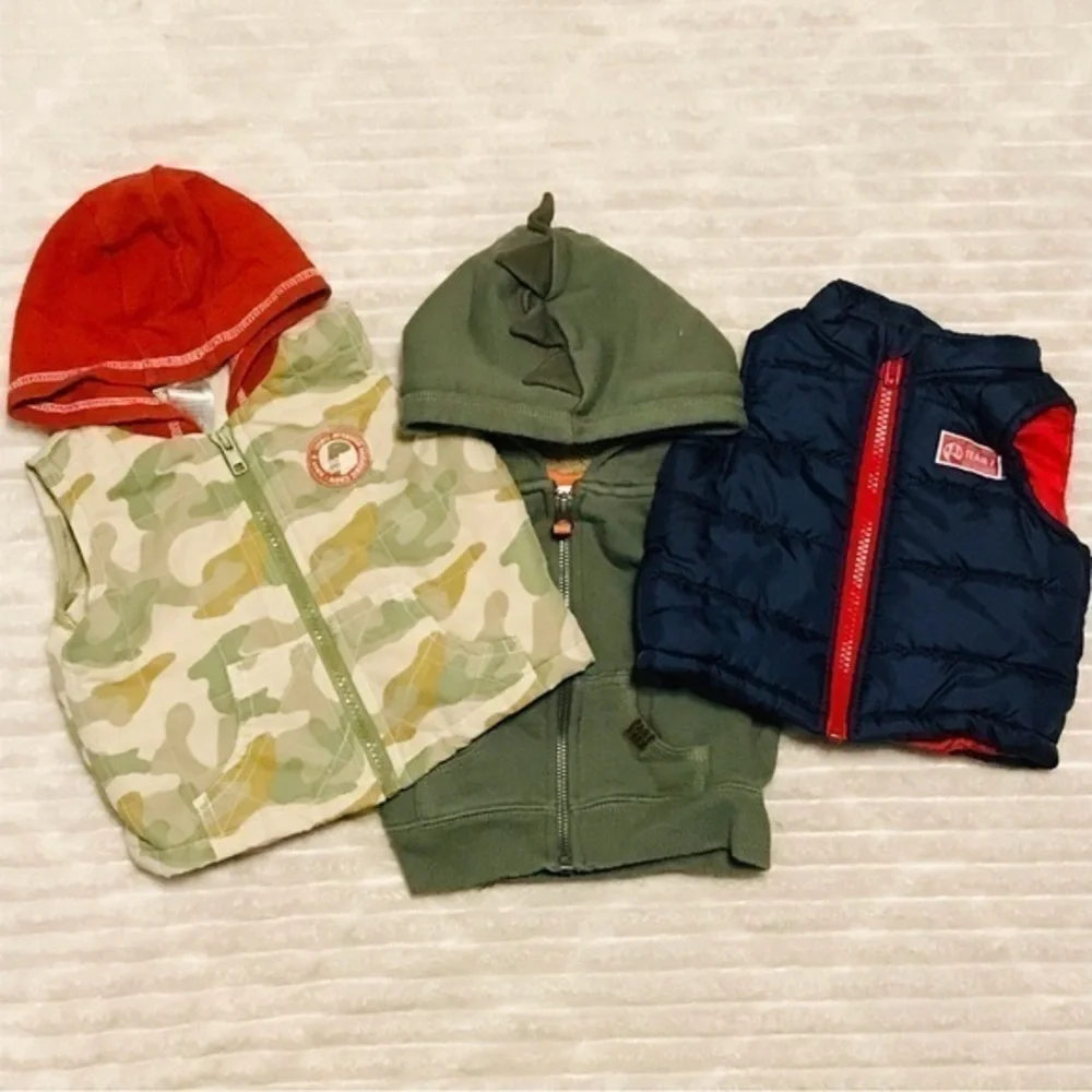 Lot Baby Boys Hoodies Puffer vest Jackets Size 0-3 months 3 Month carters bundle